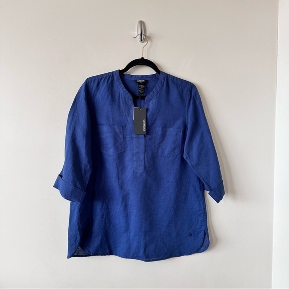 Olsen Tops - OLSEN-GLAM Safari Linen & Cotton Blouse (Size:Small)